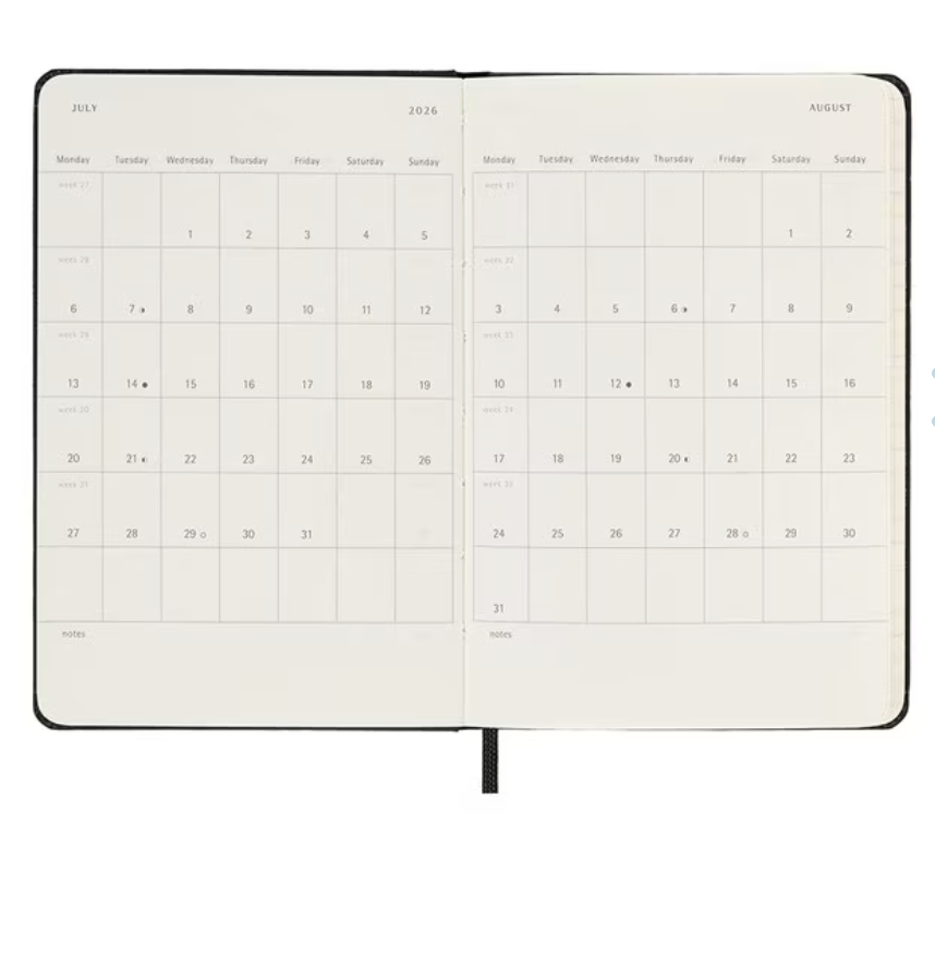 Moleskine 2026 Weekly, Pocket, Hard Cover Diary - Black