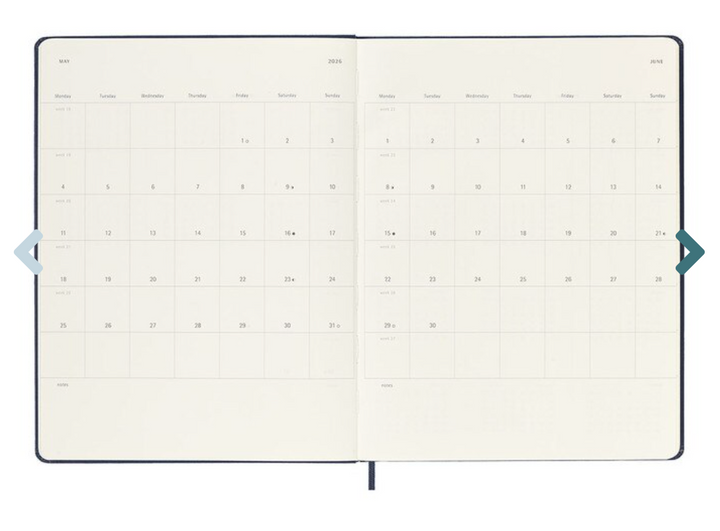 Moleskine 2026 Weekly Extra Large, Hard Cover Diary - Sapphire Blue