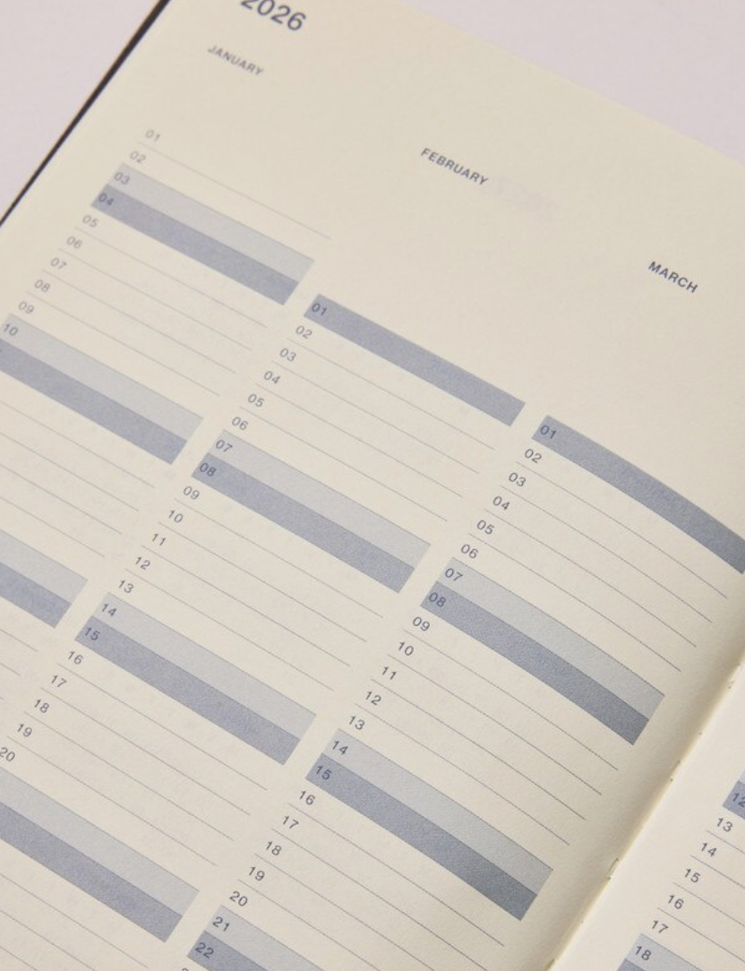 Any Day Now 2026 A5, Daily Freestyler Diary , Dot Grid - Navy & Plum