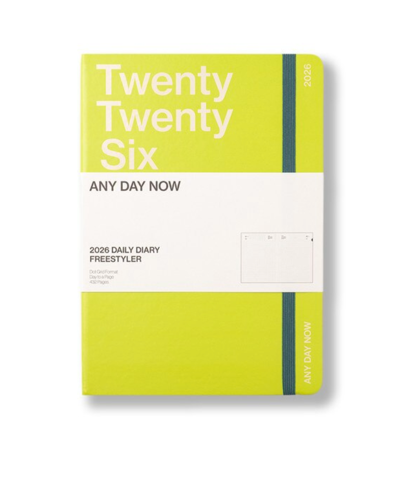Any Day Now 2026 A5, Daily Freestyler Diary , Dot Grid - Green Glow
