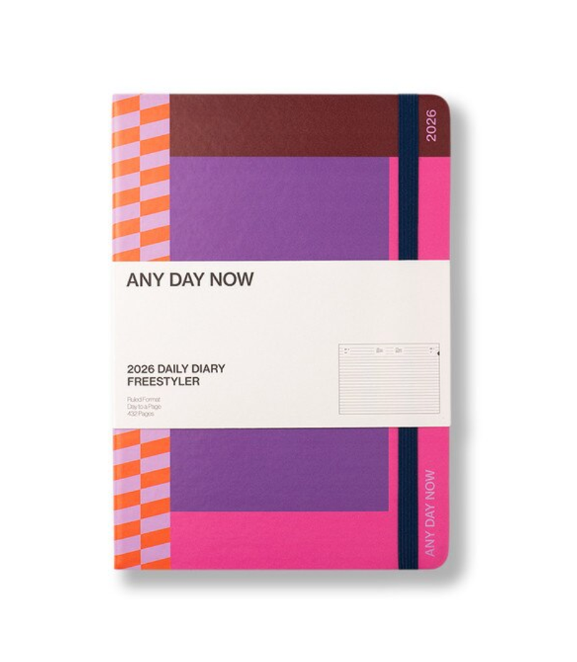 Any Day Now 2026 A5, Daily Freestyler Diary , Ruled - Purple & Orchid