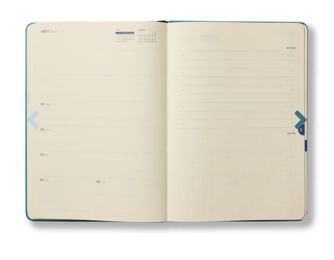 Any Day Now 2026 A5, Weekly Achiever Diary - Navy & Tangerine