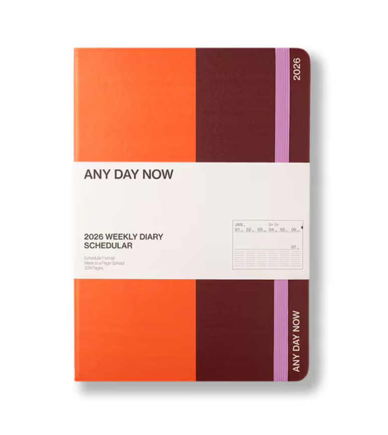 Any Day Now 2026 A5, Weekly Scheduler Diary - Tangerine & Plum