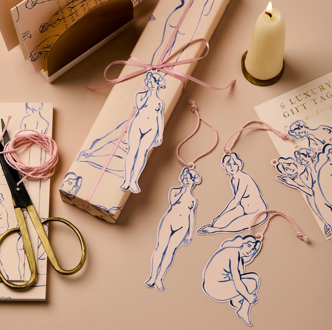 Wanderlust Paper Co Set of 6 Gift Tags - Blue Nudes