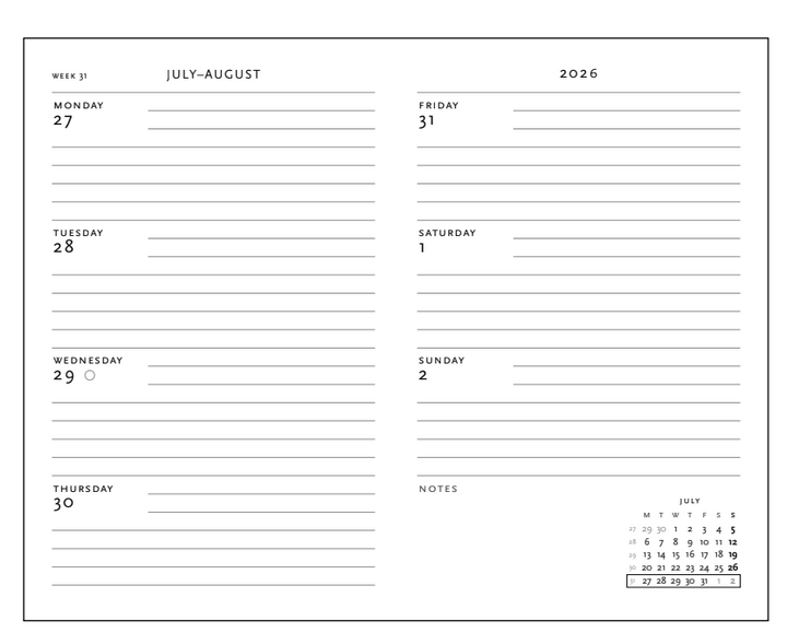 2026 Kara-ori Pink, Maxi, Horizontal, Hardcover Weekly Diary