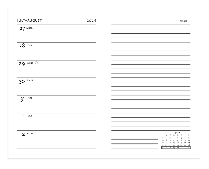 2026 Michelangelo, Ultra, Verso, Hardcover Weekly Diary