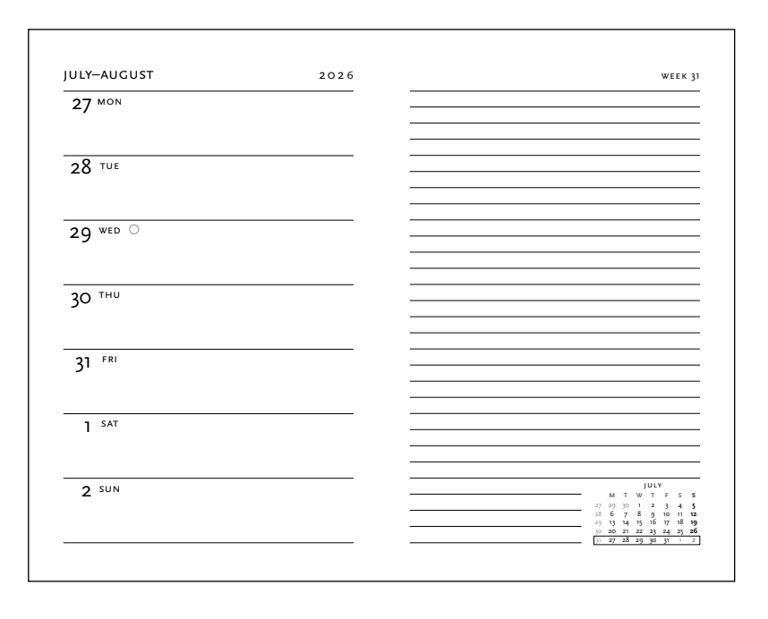 2026 Layla, Ultra, Verso, Hardcover Weekly Diary