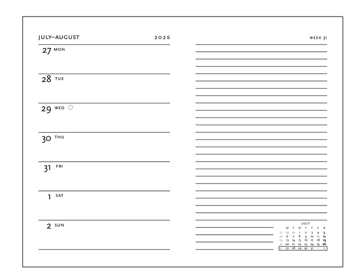 2026 Michelangelo, Handwriting, Midi, Verso, Hardcover Weekly Diary