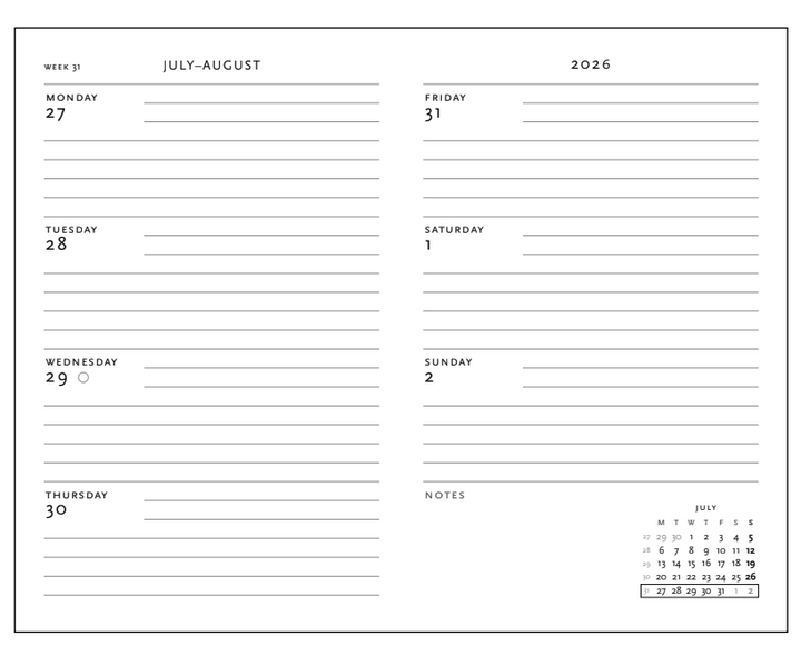 2026 Layla, Ultra, Horizontal, Hardcover Weekly Diary