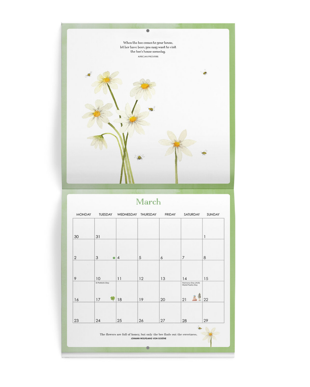 2026 Affirmations Bee Wall Calendar
