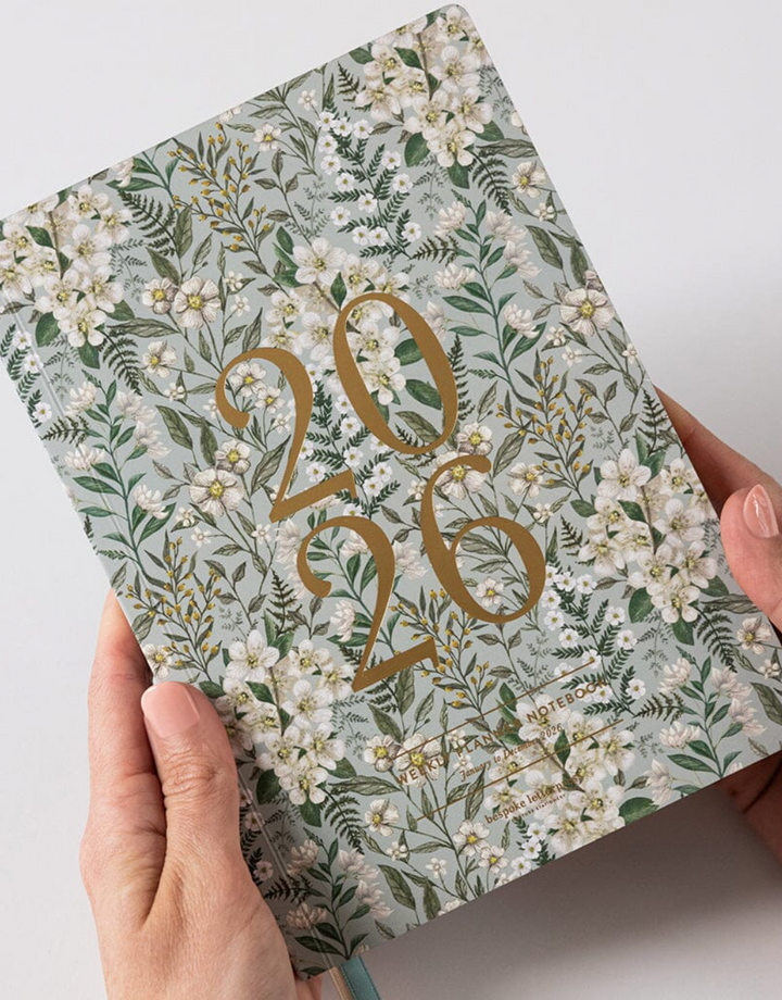 Bespoke 2026 Weekly Planner Notebook - Ivory Garden