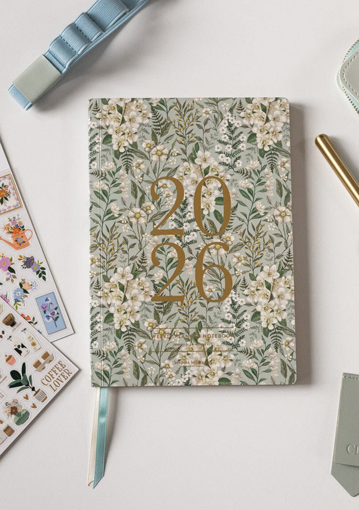 Bespoke 2026 Weekly Planner Notebook - Ivory Garden