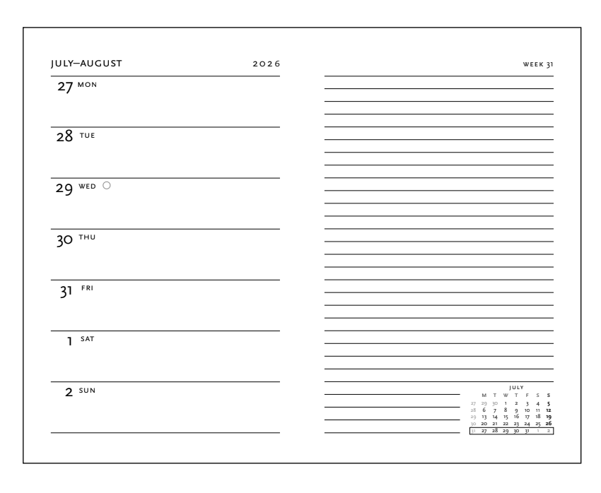 2026 The Orchard, Mini, Verso, Hardcover Weekly Diary