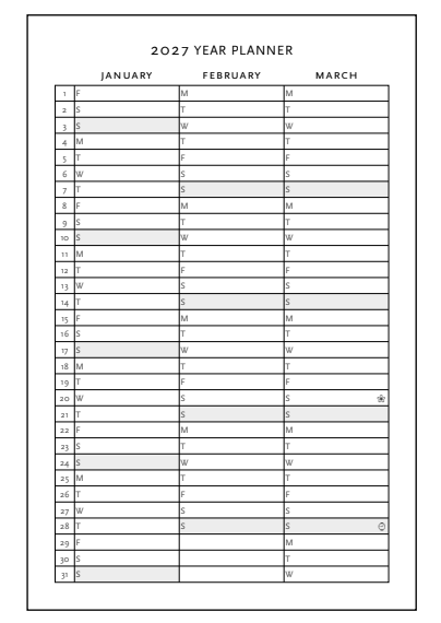 2026 Natsu, Mini, Horizontal, Flexi, Weekly Diary