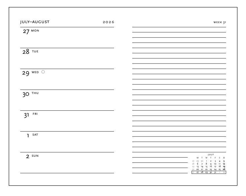 2026 Blue Luxe, Mini, Verso, Hardcover Weekly Diary