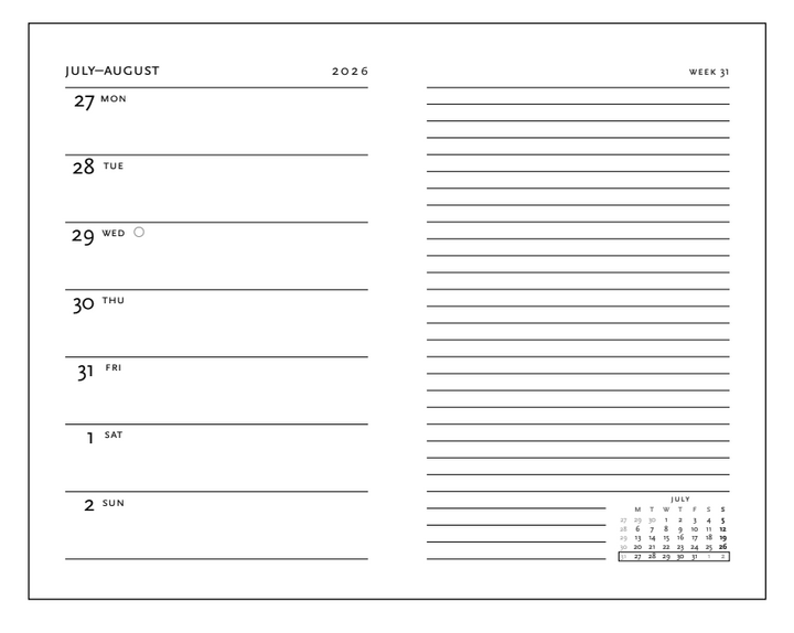 2026 Blue Luxe, Mini, Verso, Hardcover Weekly Diary