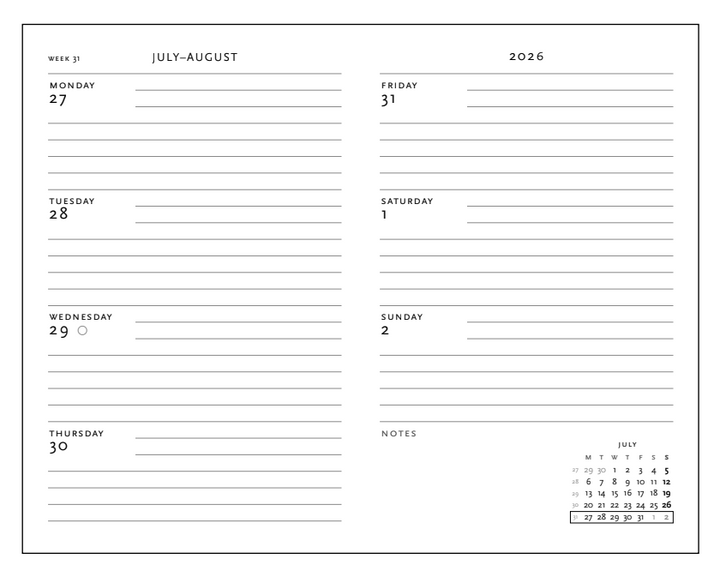 2026 Celestial Magic, Mini, Horizontal, Hardcover Weekly Diary