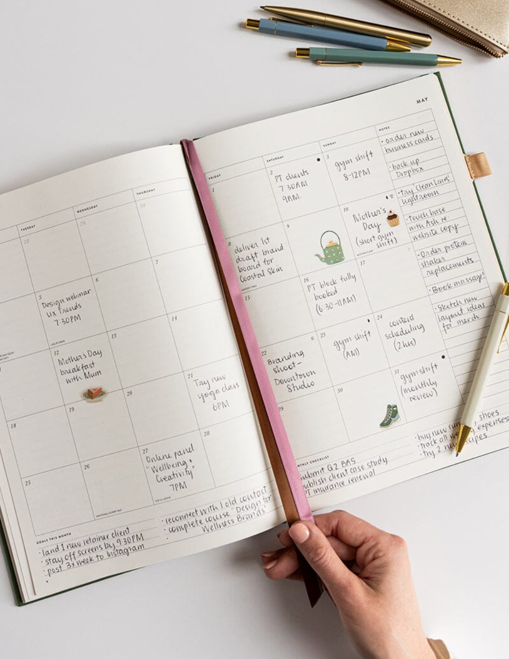 Bespoke 2026 Desktop A4 Linen Bound Planner - Finch