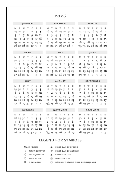 2026 Skybird, Midi, Horizontal, Flexi Weekly Diary