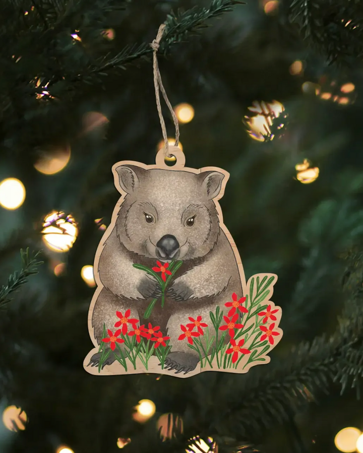 Earth Greetings Wooden Decoration - Wombat