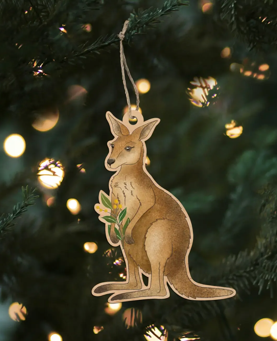 Earth Greetings Wooden Decoration - Kangaroo
