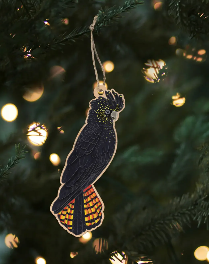 Earth Greetings Wooden Decoration - Red Tailed Black Cockatoo