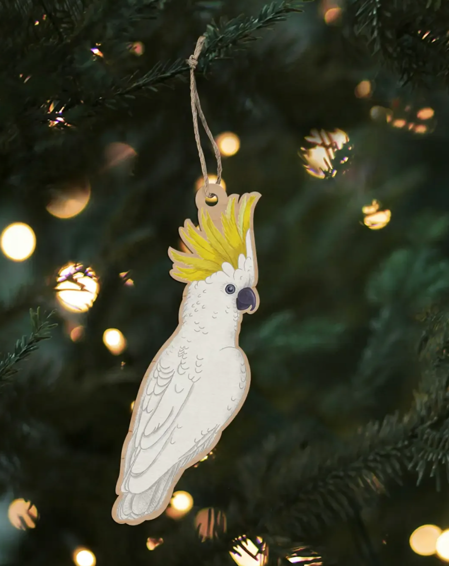 Earth Greetings Wooden Decoration - Sulfur Crested Cockatoo