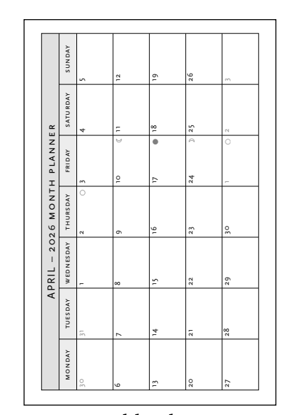 2026 Wildwood, Maxi, Horizontal, Flexi Weekly Diary