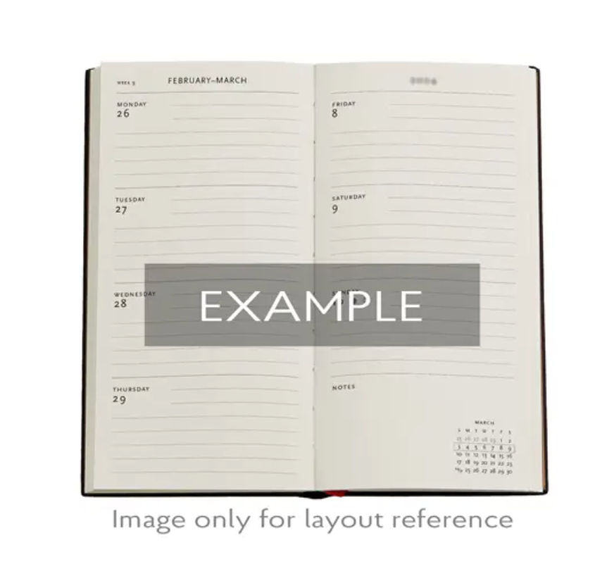 2026 Morris Pink Honeysuckle, Slim, Horizontal, Hardcover Week Planner 2026