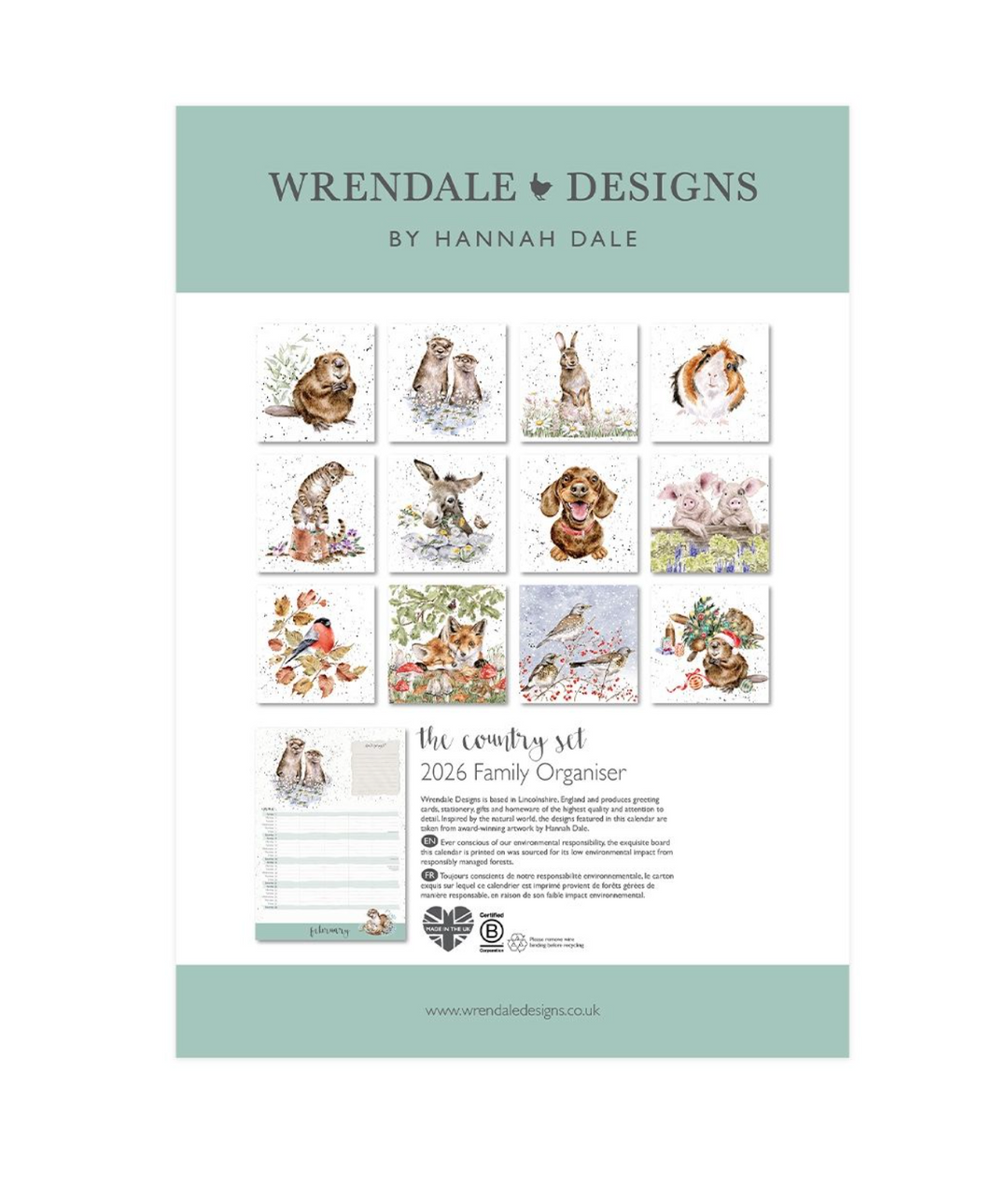 Wrendale Designs 2026 Family Calendar - Country Set