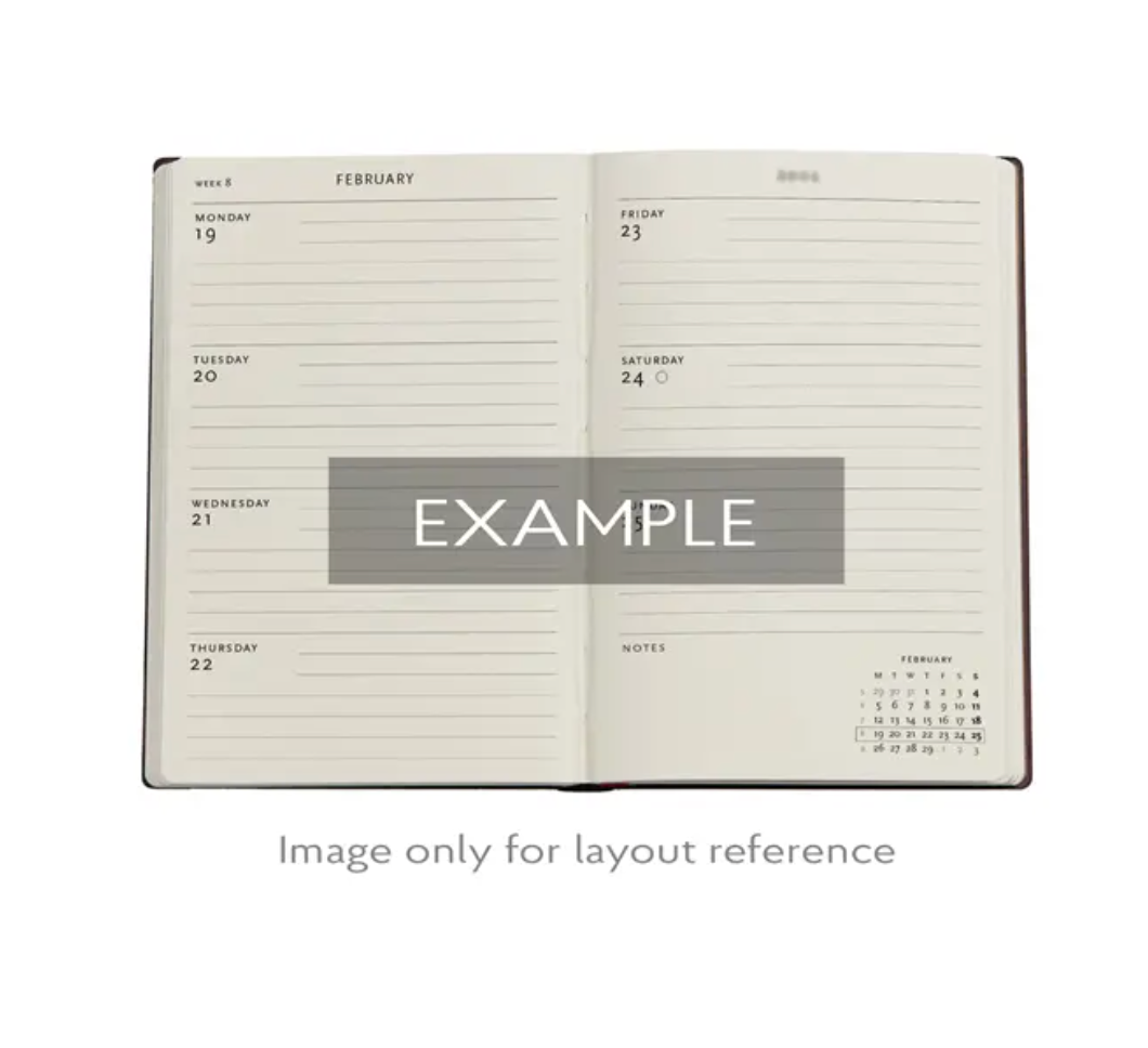 2026 Safavid Indigo, Midi, Horizontal, Hardcover Weekly Diary