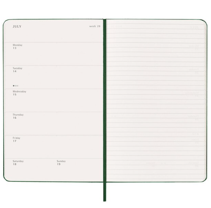 Moleskine 2026 Weekly, Large, Hard Cover Diary - Myrtle Green