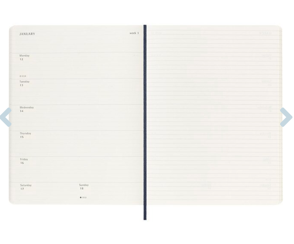 Moleskine 2026 Weekly, Extra Large, Soft Cover Diary - Sapphire Blue