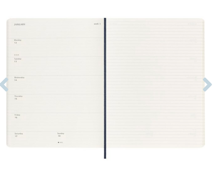 Moleskine 2026 Weekly, Extra Large, Soft Cover Diary - Sapphire Blue