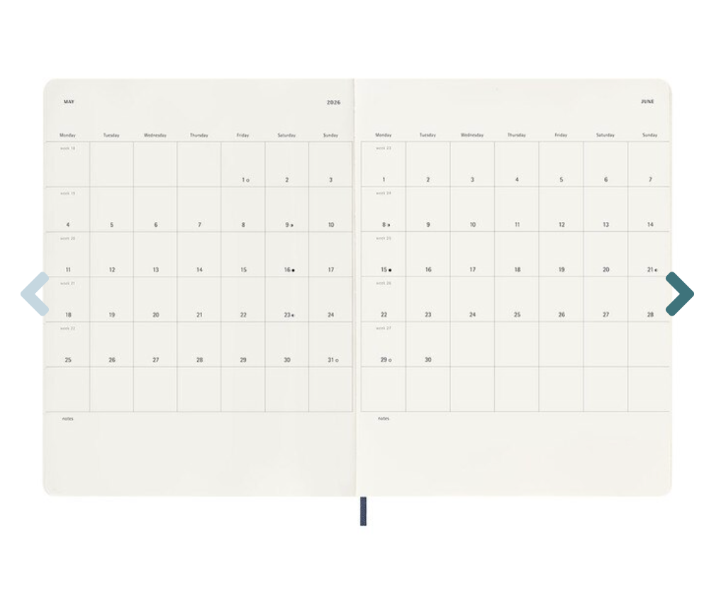 Moleskine 2026 Weekly, Extra Large, Soft Cover Diary - Sapphire Blue