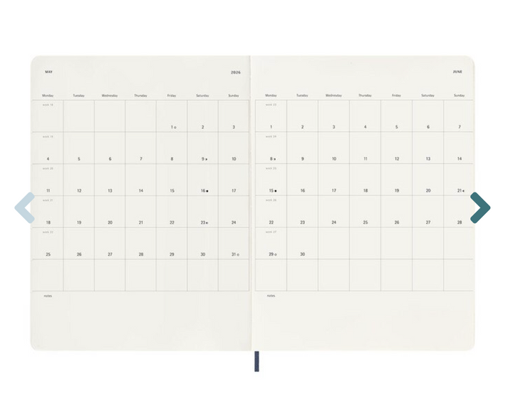Moleskine 2026 Weekly, Extra Large, Soft Cover Diary - Sapphire Blue