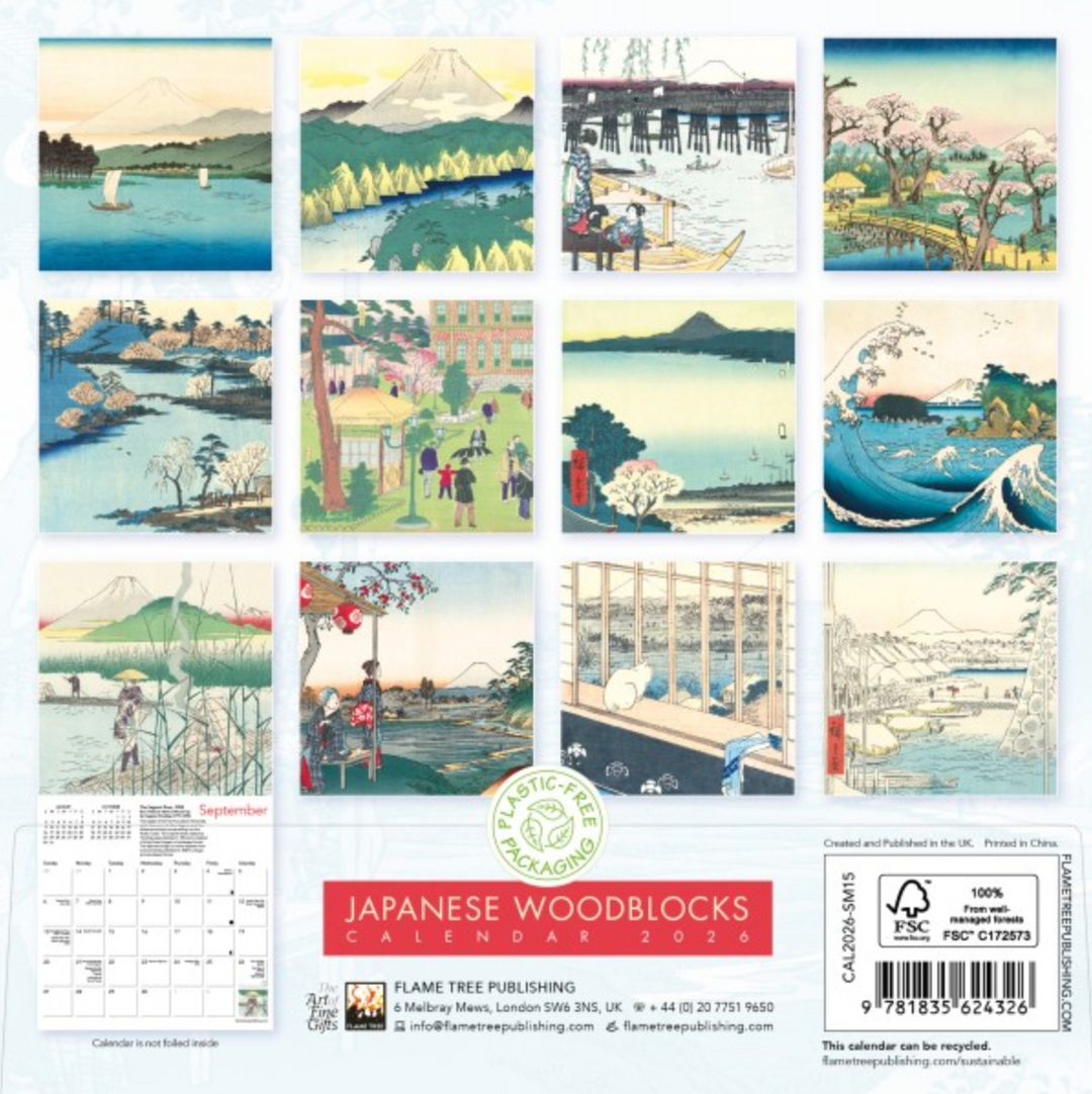 2026 Flame Tree Bookmark Calendar - Japanese Woodblocks