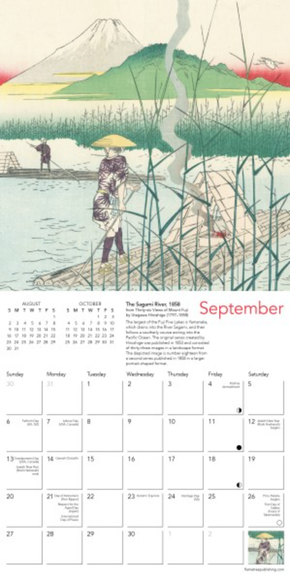 2026 Flame Tree Bookmark Calendar - Japanese Woodblocks