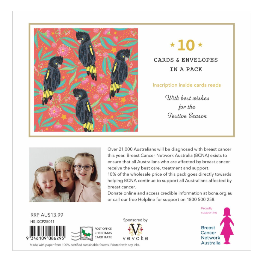 BCNA Christmas Card Pack - Black Cockatoos 11
