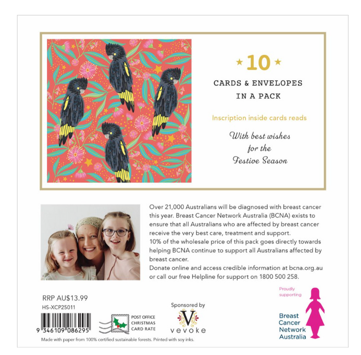 BCNA Christmas Card Pack - Black Cockatoos 11