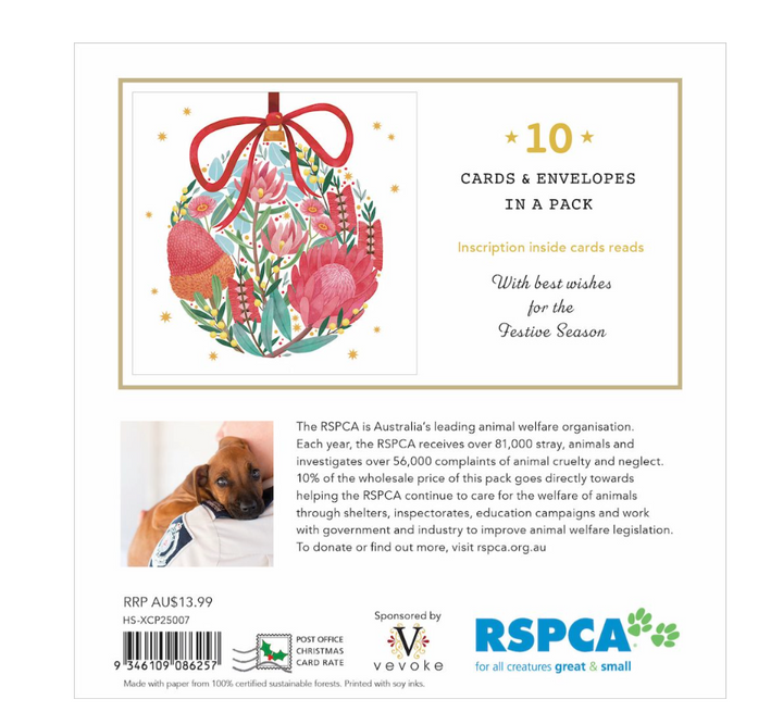 RSPCA Christmas Card Pack - Floral Bauble 7
