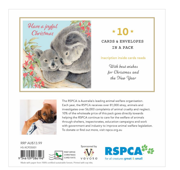 RSPCA Christmas Card Pack - Joyful Koala 1