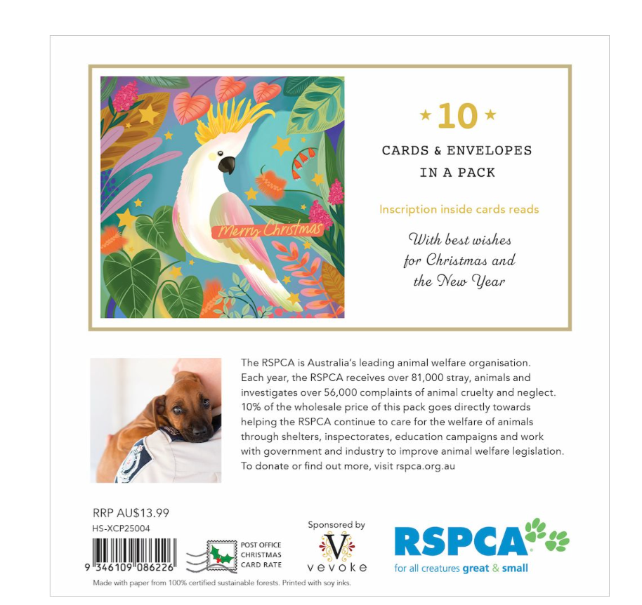RSPCA Christmas Card Pack - Cockatoo 4