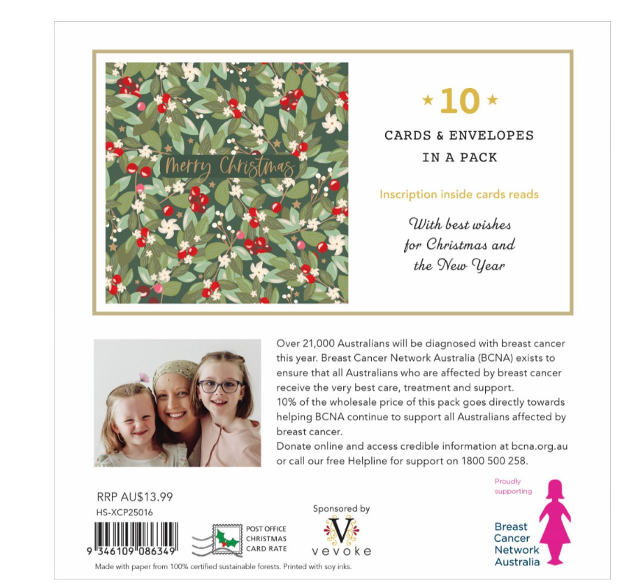 BCNA Christmas Card Pack - Leaves And Berries 16