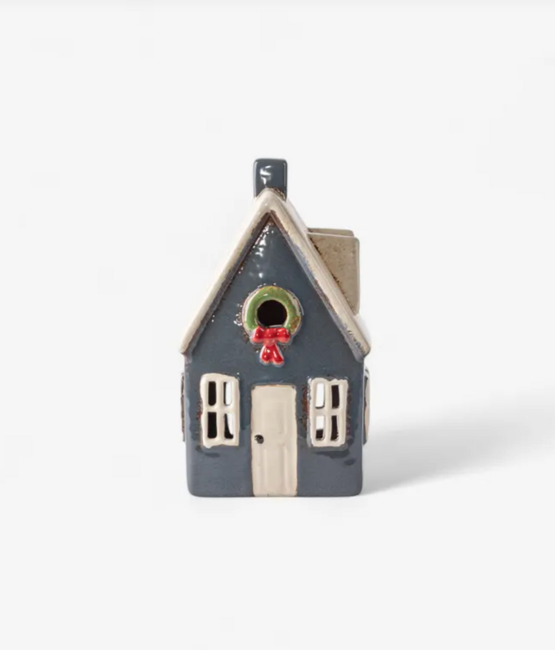 Alsace Tea Light Cottage Navy with Wreath