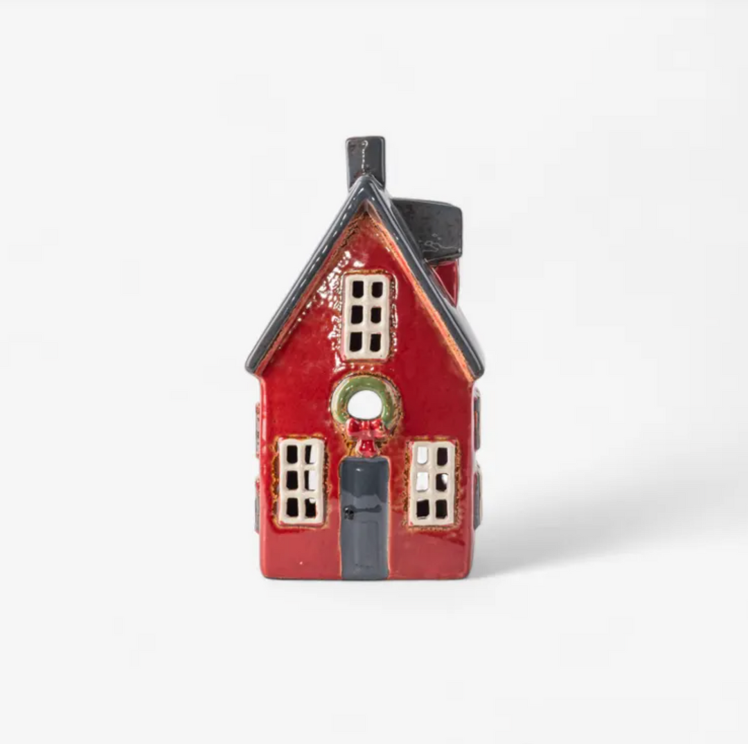 Alsace Tea Light Cottage Red with Wreath