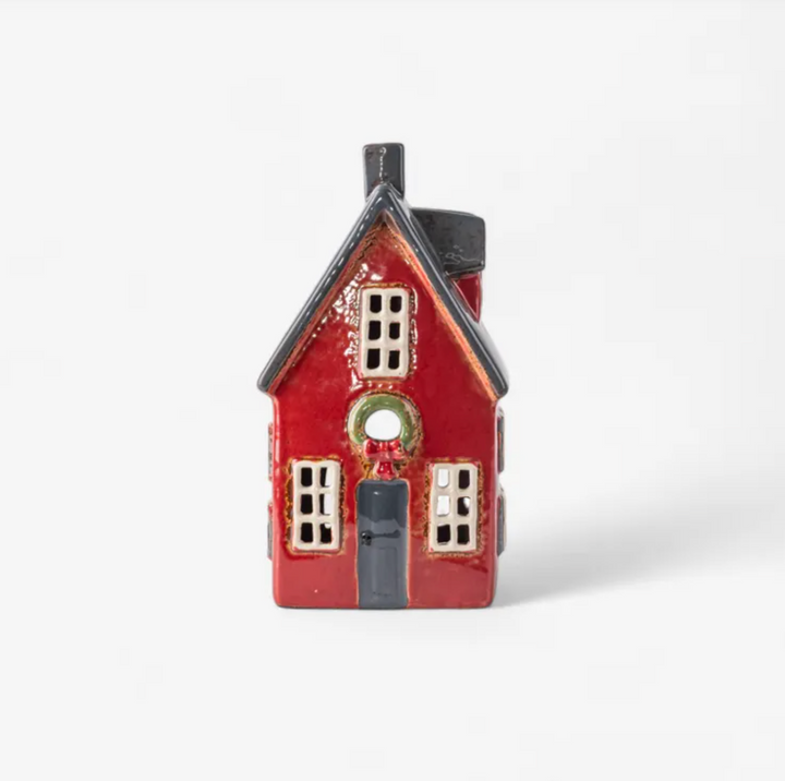 Alsace Tea Light Cottage Red with Wreath