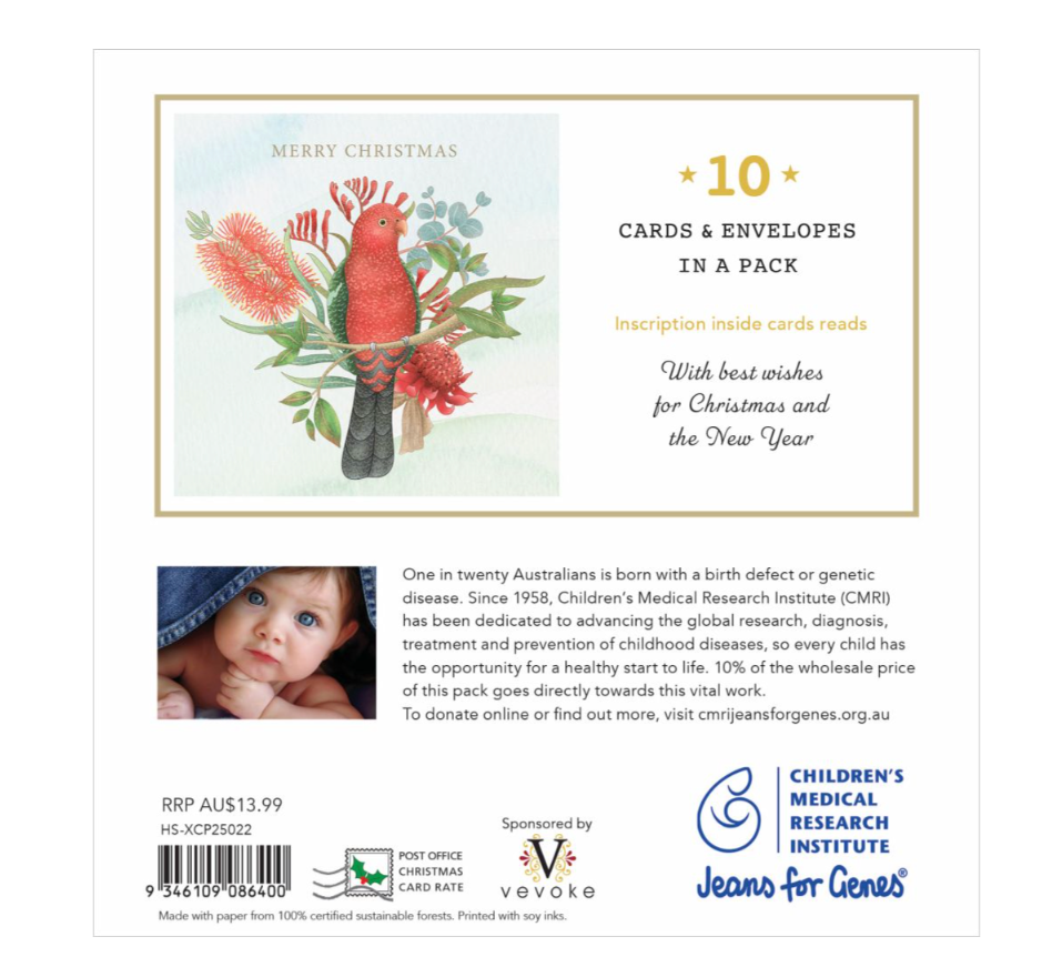 CMRI Christmas Card Pack - Floral King Parrot 22