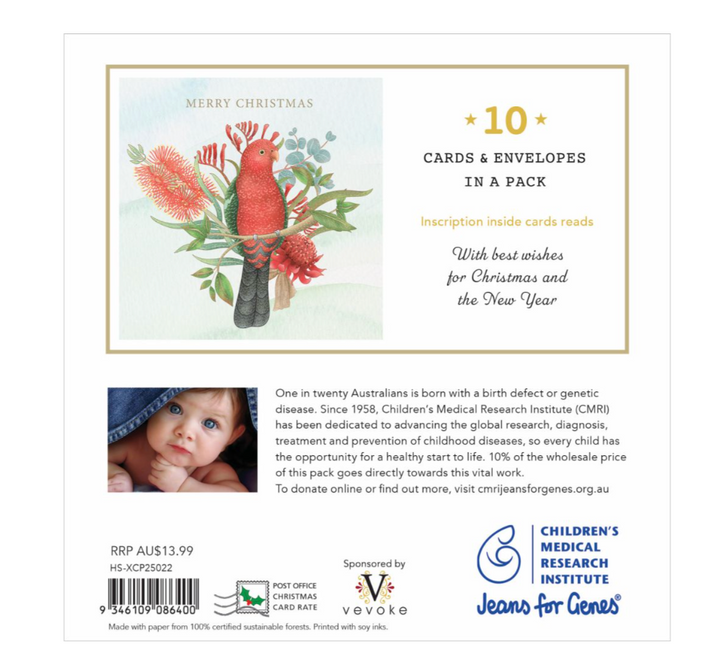 CMRI Christmas Card Pack - Floral King Parrot 22