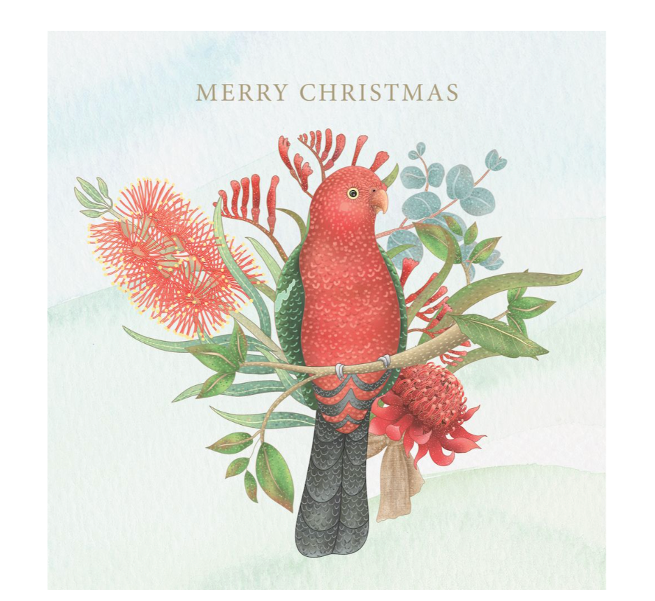 CMRI Christmas Card Pack - Floral King Parrot 22